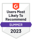 G2 Badge - Users most likely to recommend