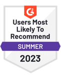 G2 Badge Users Most Likely to Recommend