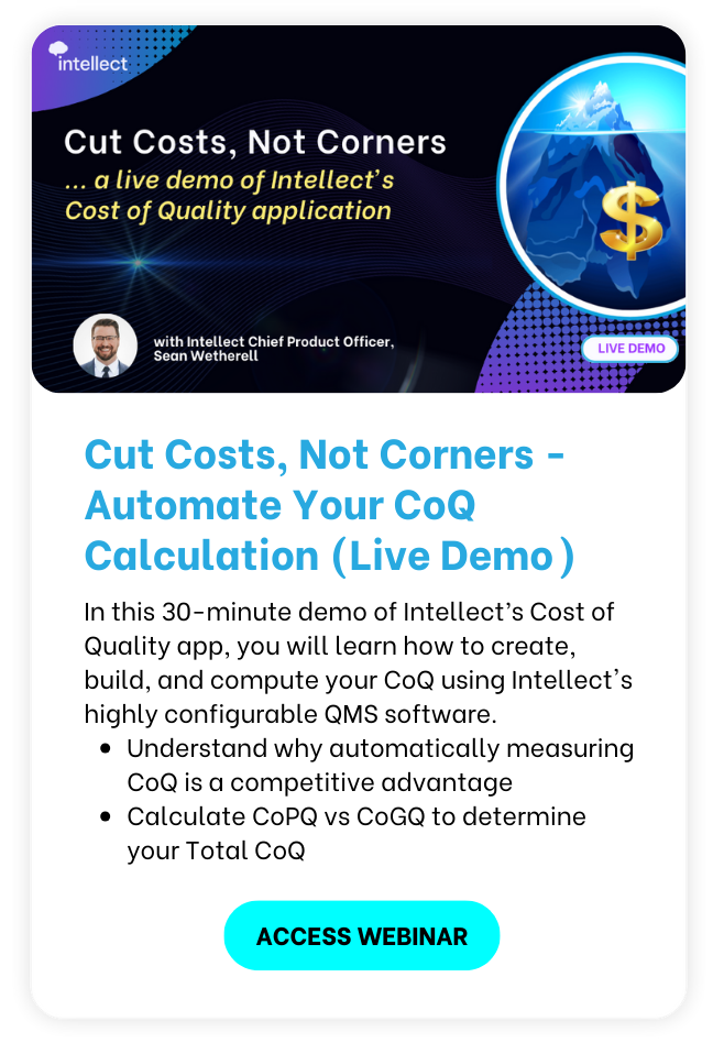 Intellect Cost of Quality App Demo